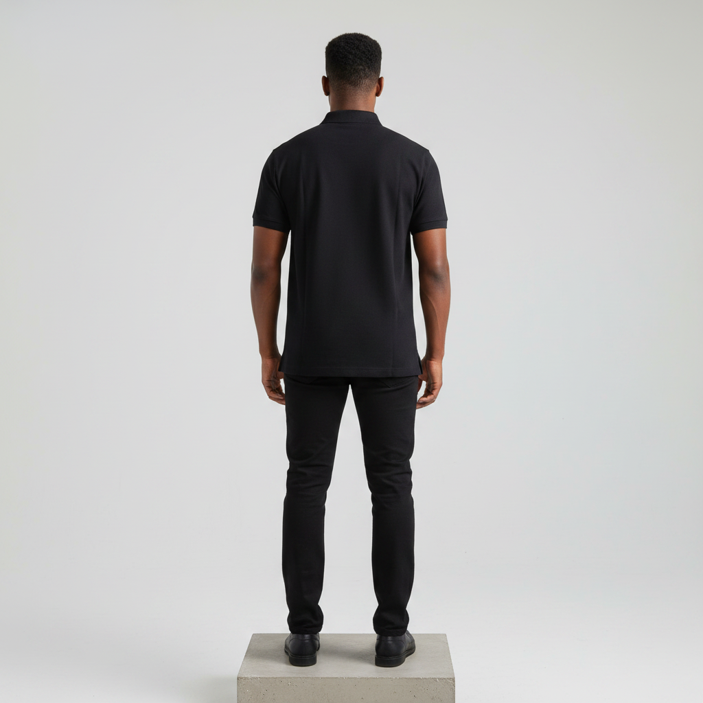 Black Polo Shirt – Model Back