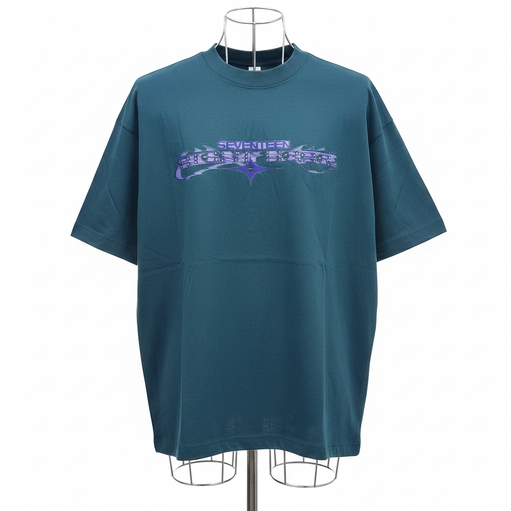 Teal Seventeen Graphic Oversized Tee - Ghost Mannequin Front