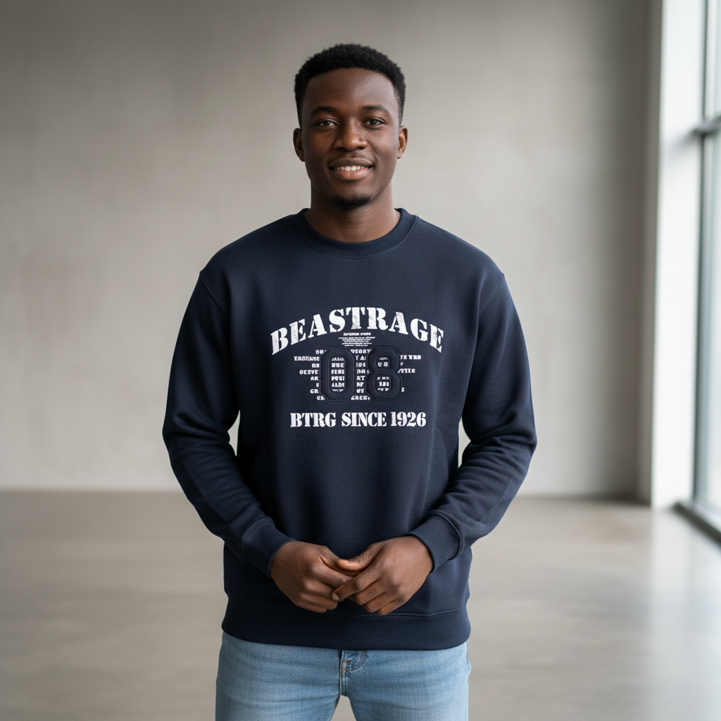 Beastrage Sweatshirt Navy – Model Shot