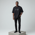Black Grimmark Gothic Graphic Oversized Tee - Model Front
