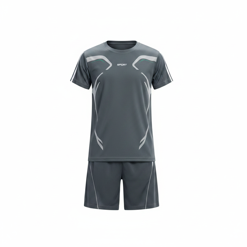 Charcoal Graphic Sports Set - Ghost Mannequin Front
