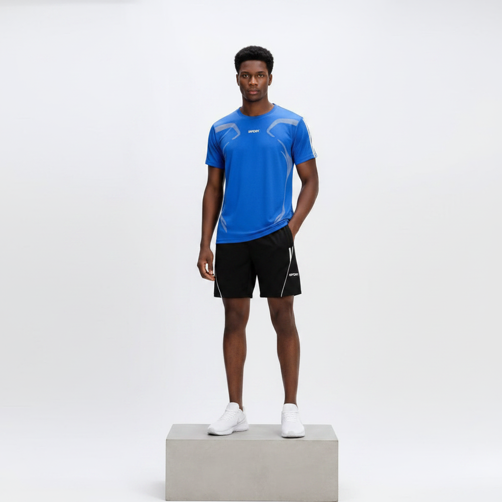 Blue Graphic Sports Set - Model Front