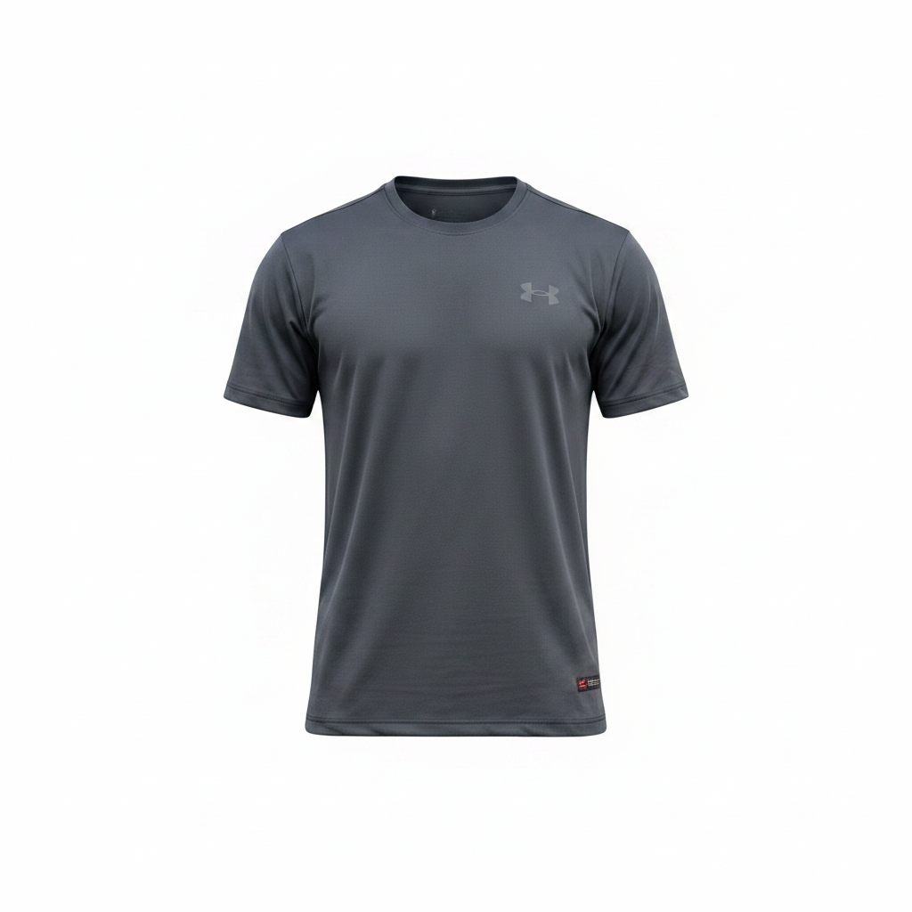 Men's charcoal grey plain sports jersey ghost mannequin front view
