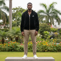 Men's Black Velvet Oversized Bomber Jacket – Nigerian Male Model Shot