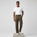 Olive Brown Wide-Leg Tailored Trousers - Model Front