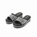 Women's Rhinestone Platform Wedge Slide Slipper - Silver Ghost Mannequin