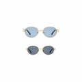 Oval Metal Frame Sunglasses – Ghost Mannequin Front and Side View