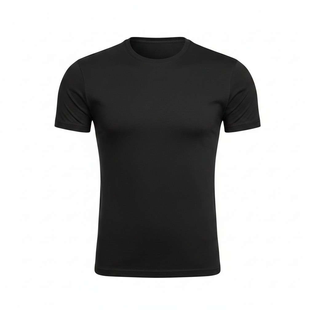 Black Crew Neck Tee - Ghost Mannequin Front