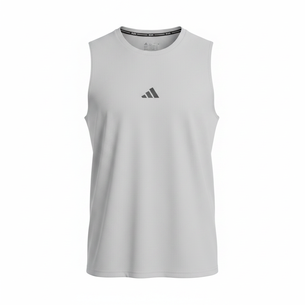 Adidas light grey sleeveless sport vest ghost mannequin view