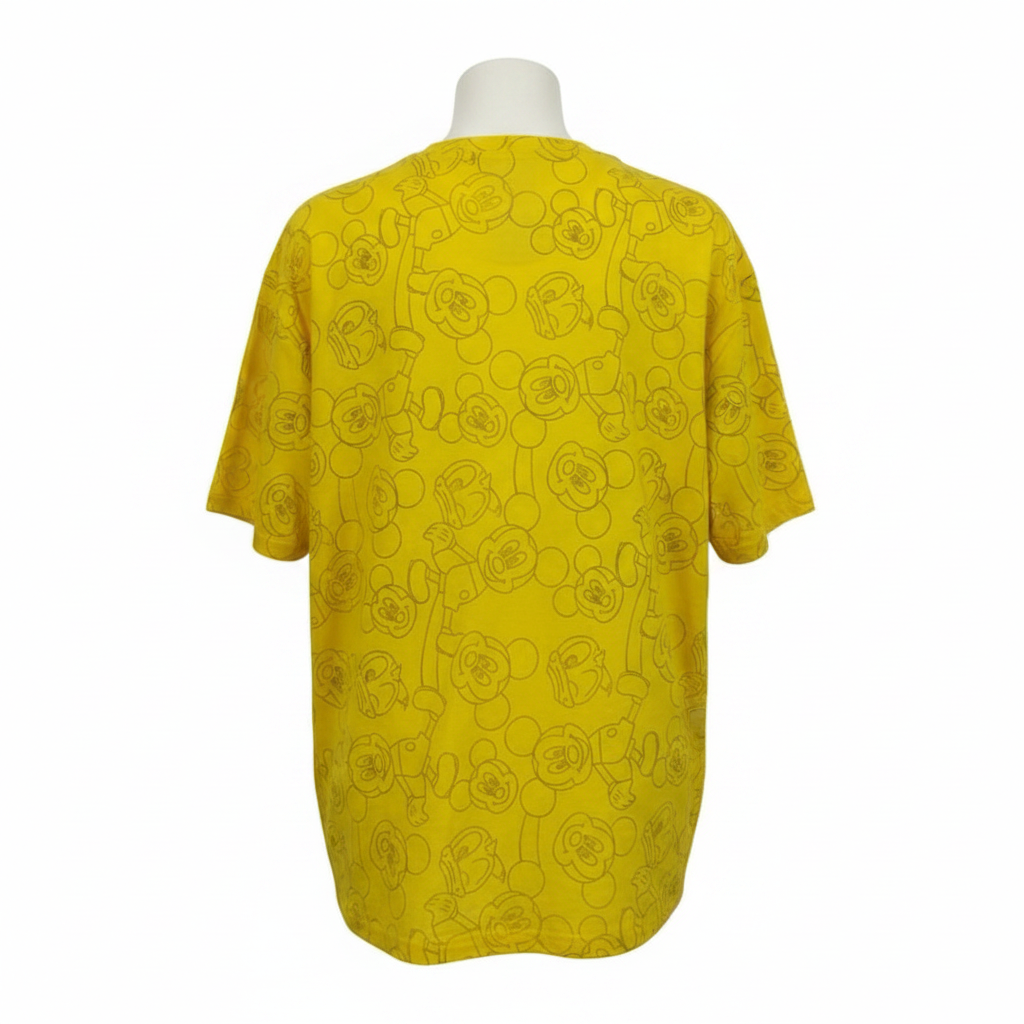 Women's yellow pop-art cartoon oversized tee - ghost mannequin back view