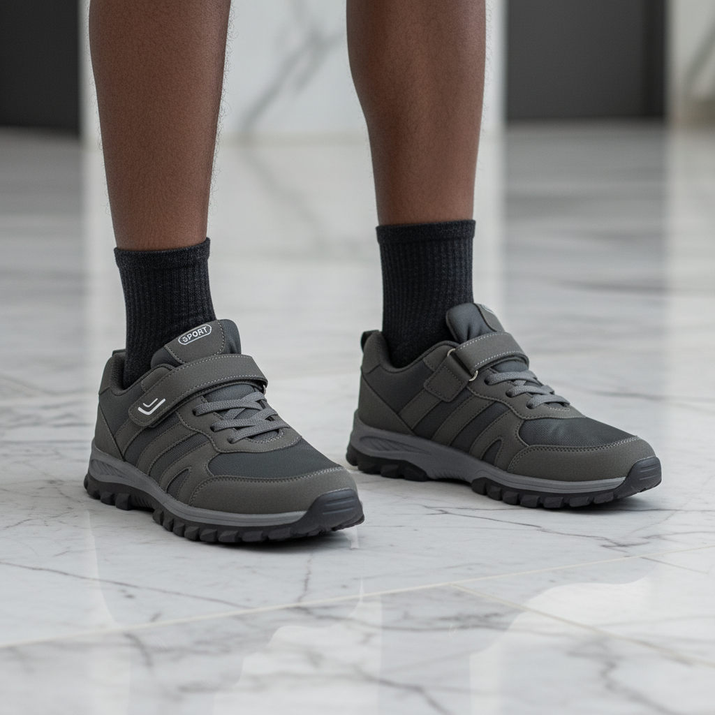 Men's Ash Grey Sport Trail Sneaker – Model Shot