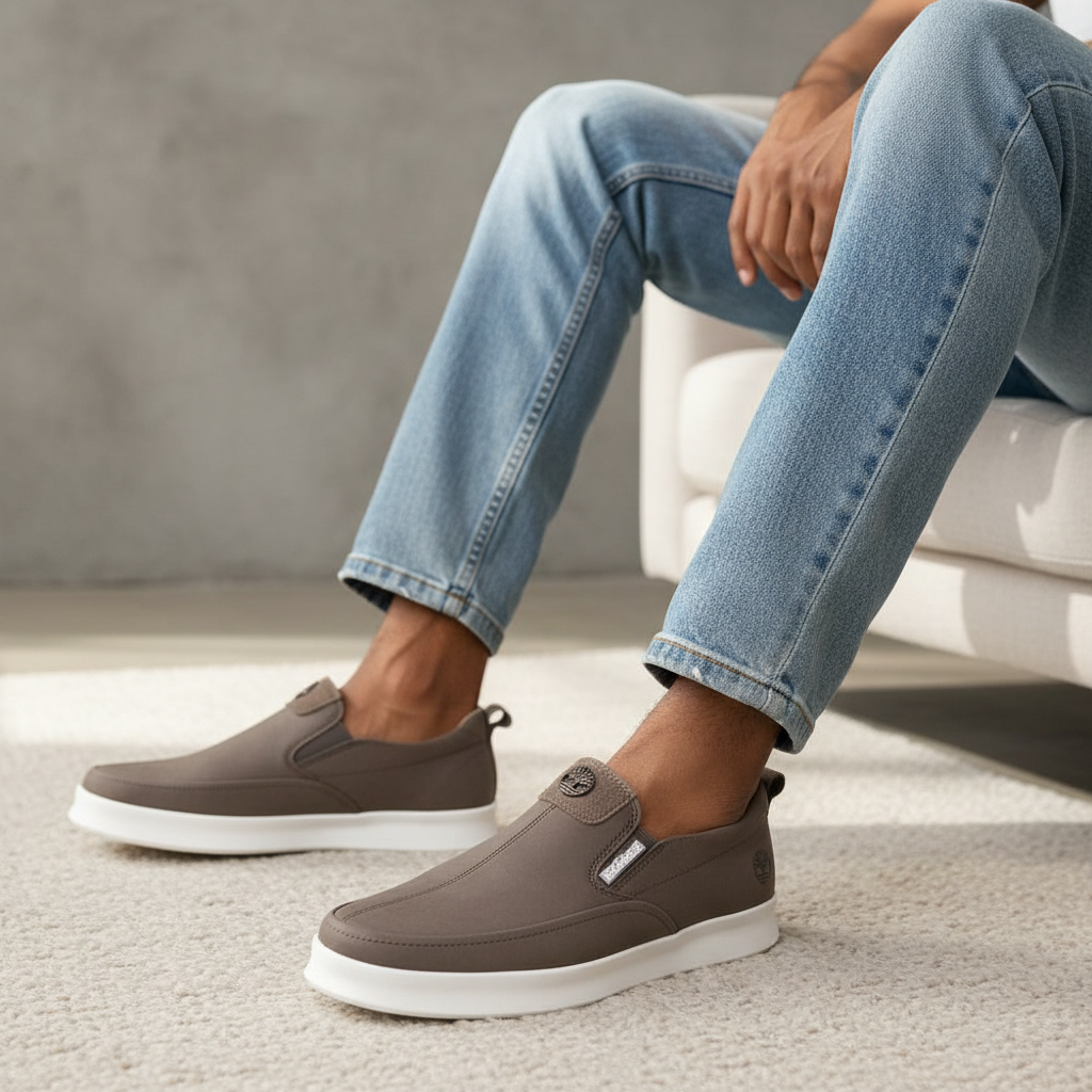 Timberland Taupe Nubuck Slip-On Sneaker - Model Shot
