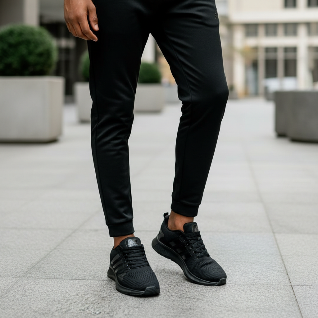 Adidas Triple Black Running Sneaker - Model Shot