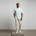 Mint Green Pinstripe Short-Sleeved Shirt - Model Shot