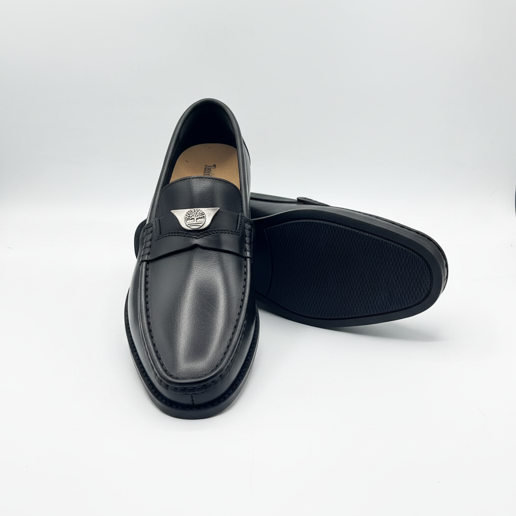 Men's Black Smooth Leather Silver Medallion Penny Loafers – Ghost Mannequin