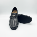Men's Black Smooth Leather Silver Medallion Penny Loafers – Ghost Mannequin