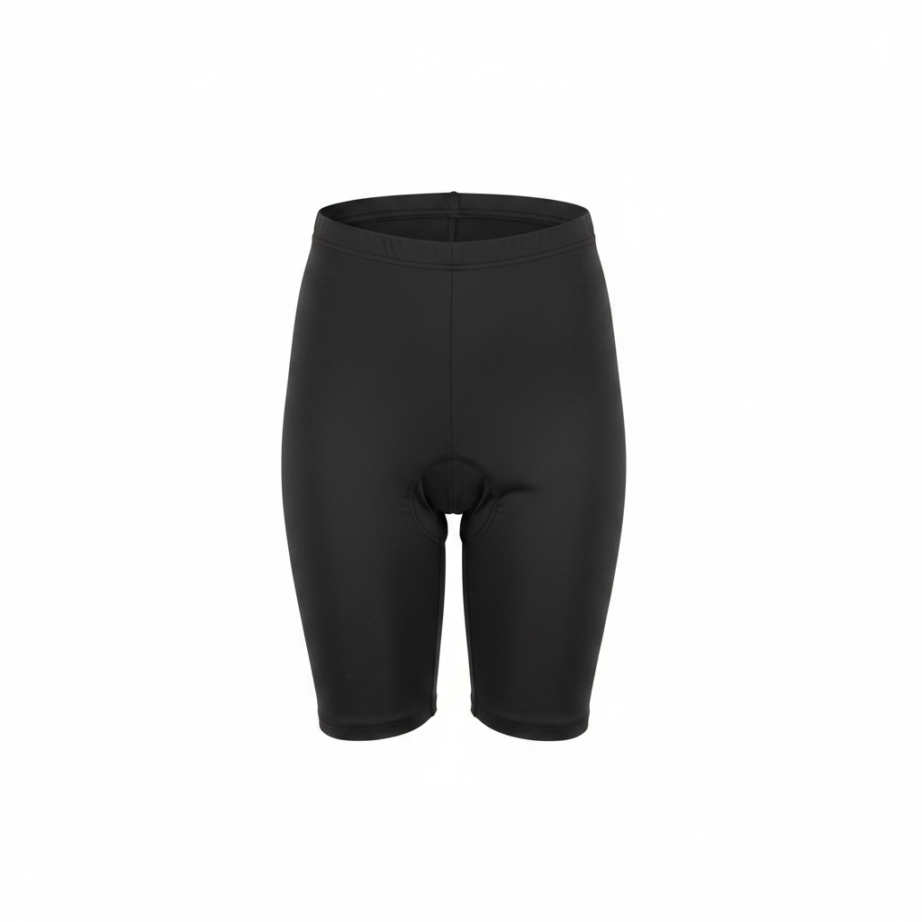 Black Biker Shorts - Ghost Mannequin Front View