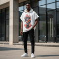 Flame Skull Graphic Hoodie White – Model Shot
