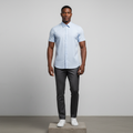 Light Blue Plain Short-Sleeved Shirt - Model Front View