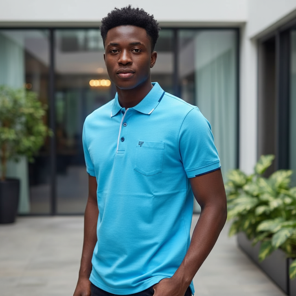 Hang Ten Azure Polo Shirt - Model Shot