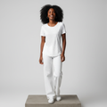 White Sparkle Glitter Dot Tee - Model Front View