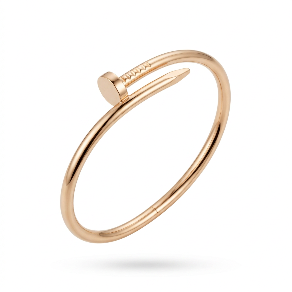 Gold-colour geometric-detail nail bracelet on white
