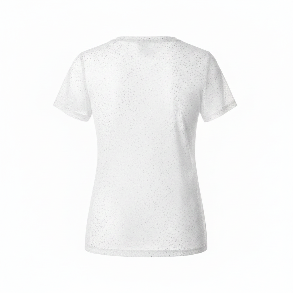 White Sparkle Glitter Dot Tee - Ghost Mannequin Back