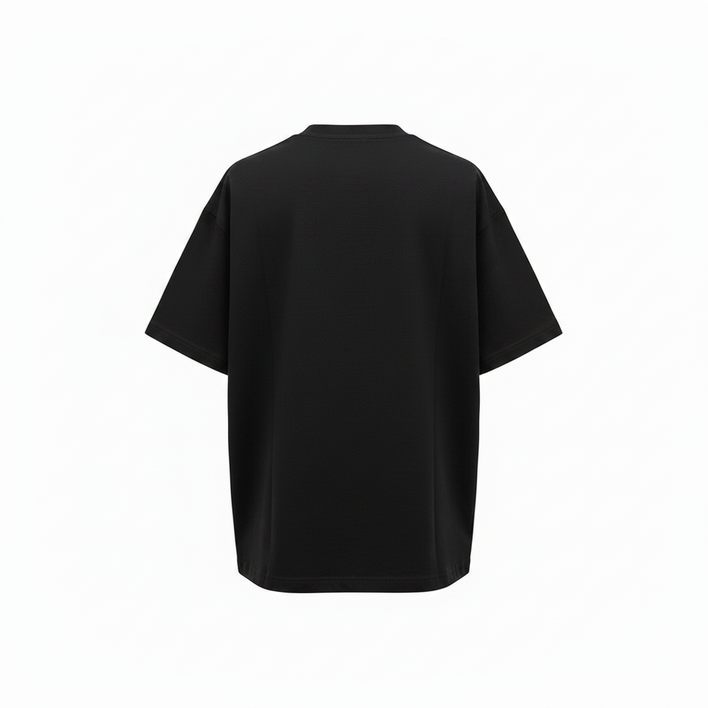 Black Very Well Graffiti Oversized Tee - Ghost Mannequin Back