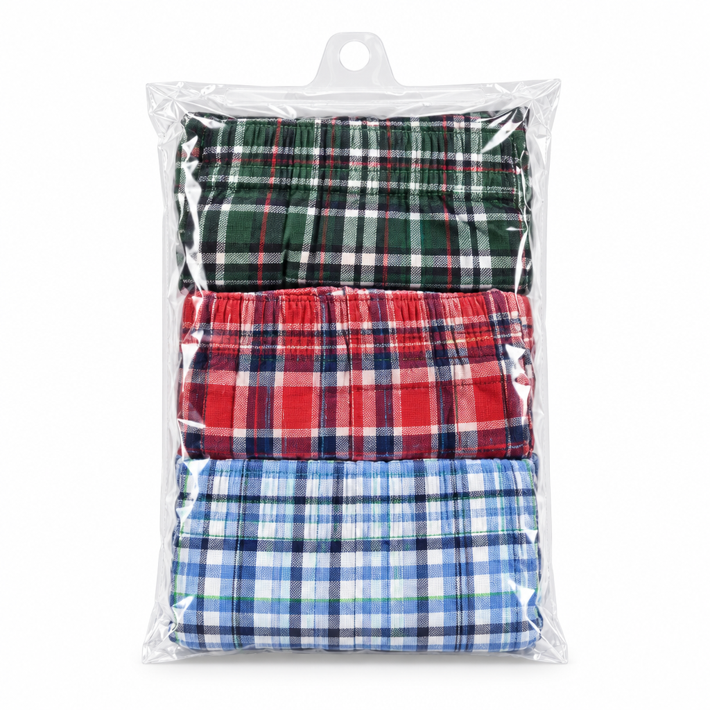 3-Pack Woven Plaid Check Boxer Shorts – Pack Shot