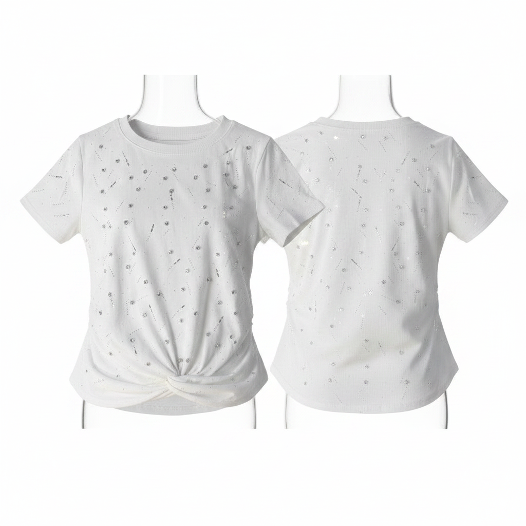 Girls Rhinestone Twist Tee - Studio shot