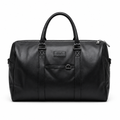 Black smooth-finish twin-handle duffle bag on white background