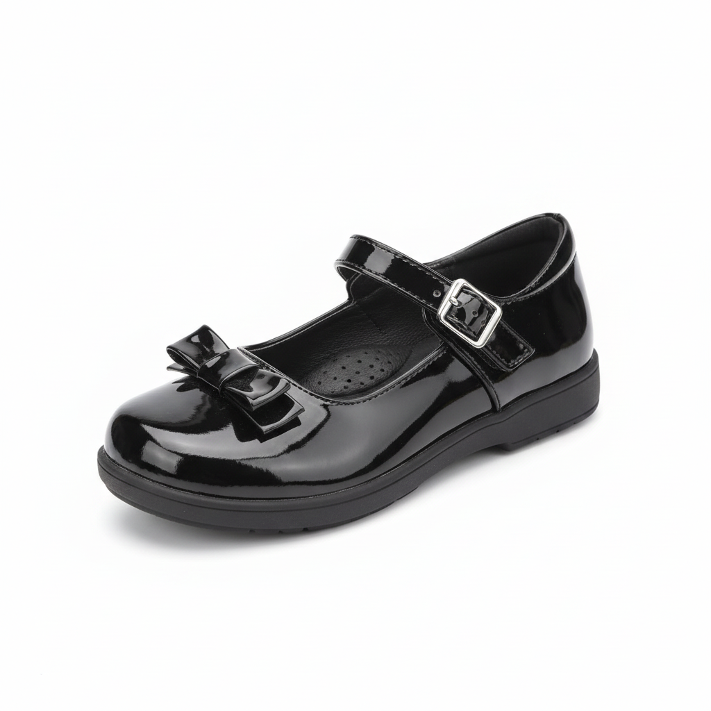 Black Patent Bow Mary Jane Girls School Shoe - Ghost Mannequin