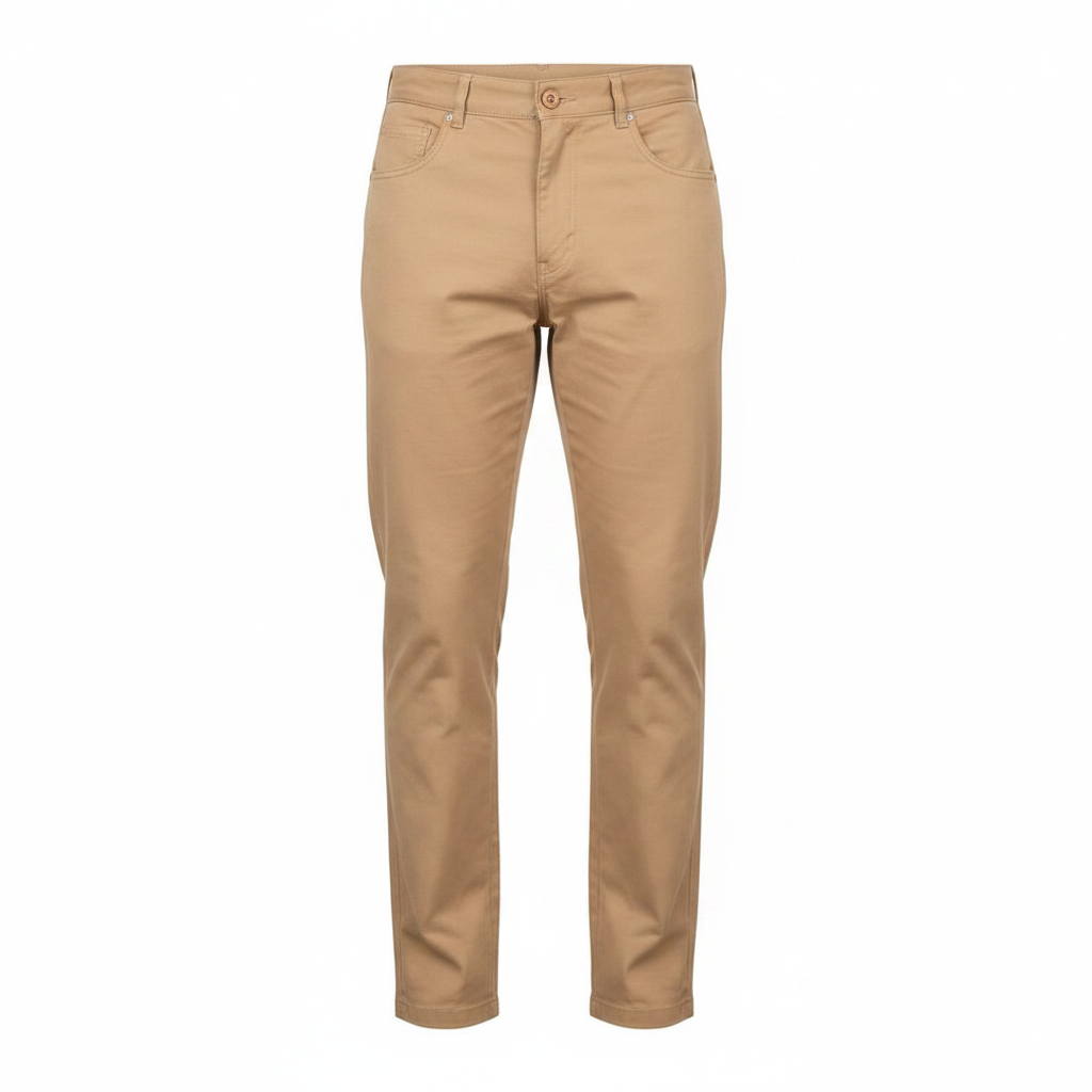 Khaki Slim-Fit Chino Trousers for Teens – Front Ghost Mannequin