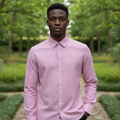 Men's Classic Pink Long-Sleeve Button-Down Shirt - Front View