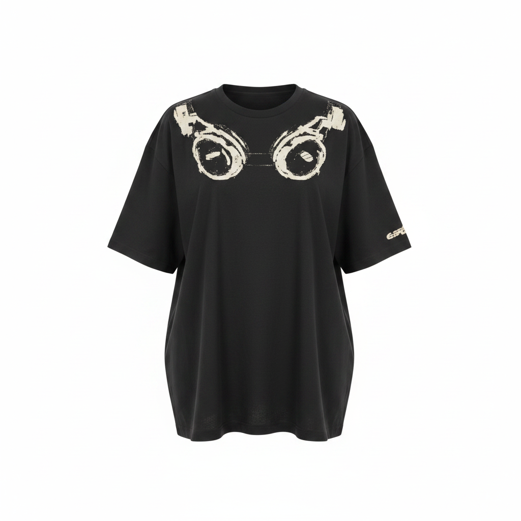 Women's Black Headphones Graphic Tee — Ghost Mannequin