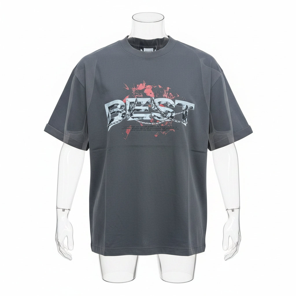 Charcoal Best Graphic Oversized Tee - Ghost Mannequin Front