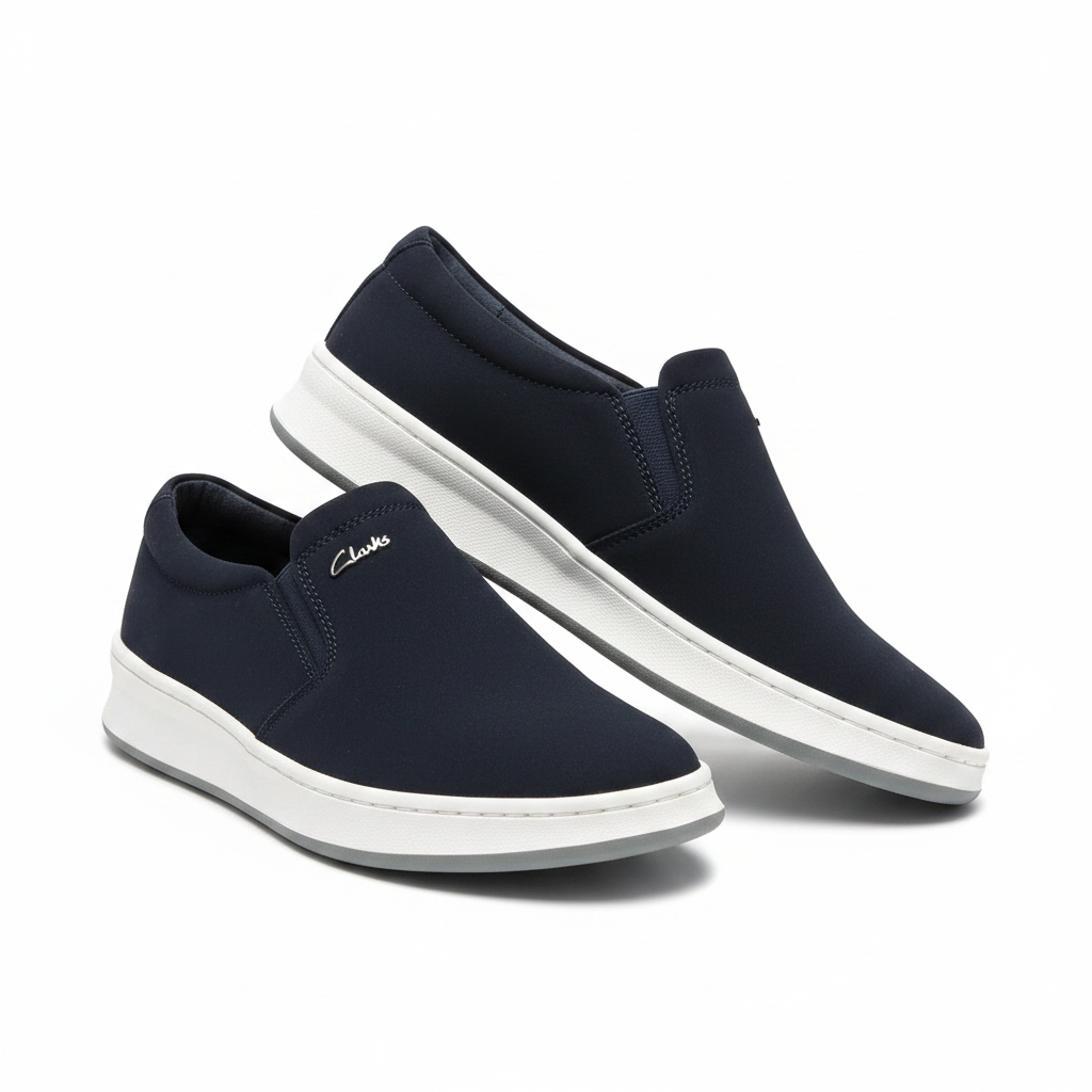 Clarks Navy Suede Slip-On Men's Sneaker - Ghost Mannequin