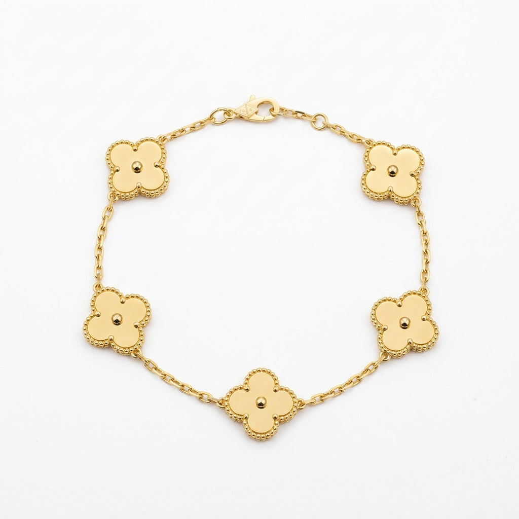 Gold-tone polished clover charm bracelet