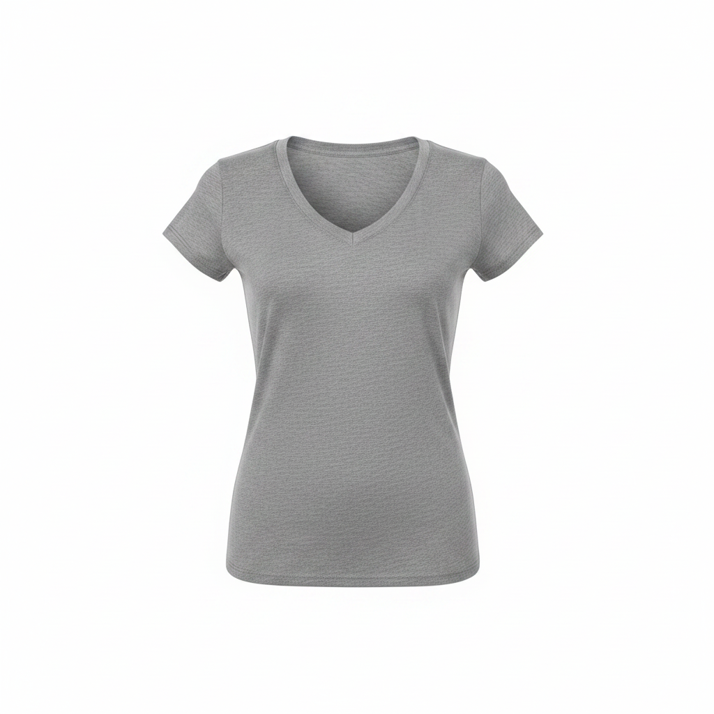Women's V-neck fitted tee - grey ghost mannequin