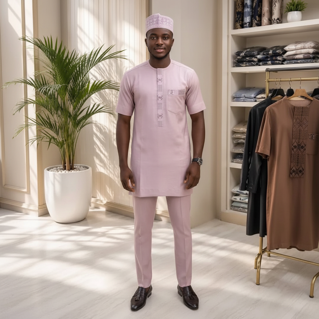 Chukmore Dusty Pink Senator Three-Piece Set - Model Shot