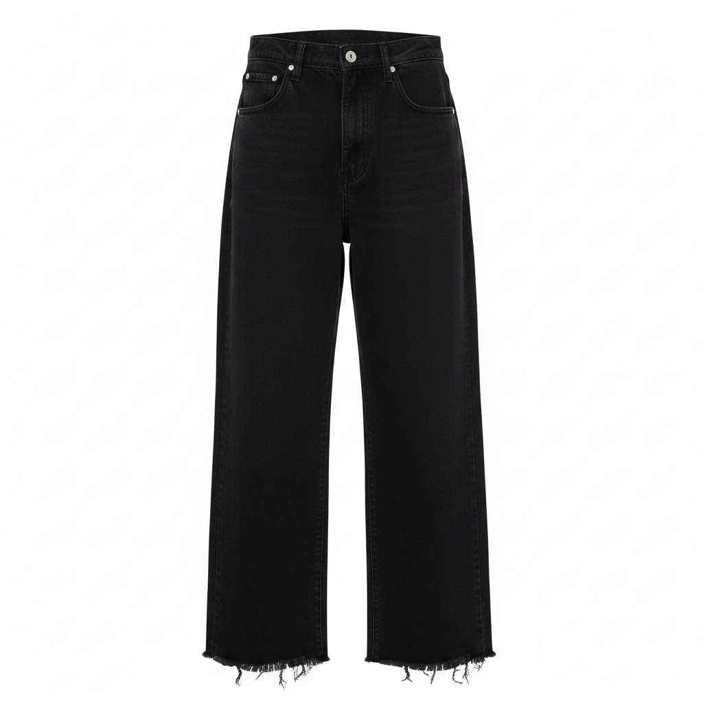 Ghost mannequin view of Men's Black Baggy Wide-Leg Denim Jeans