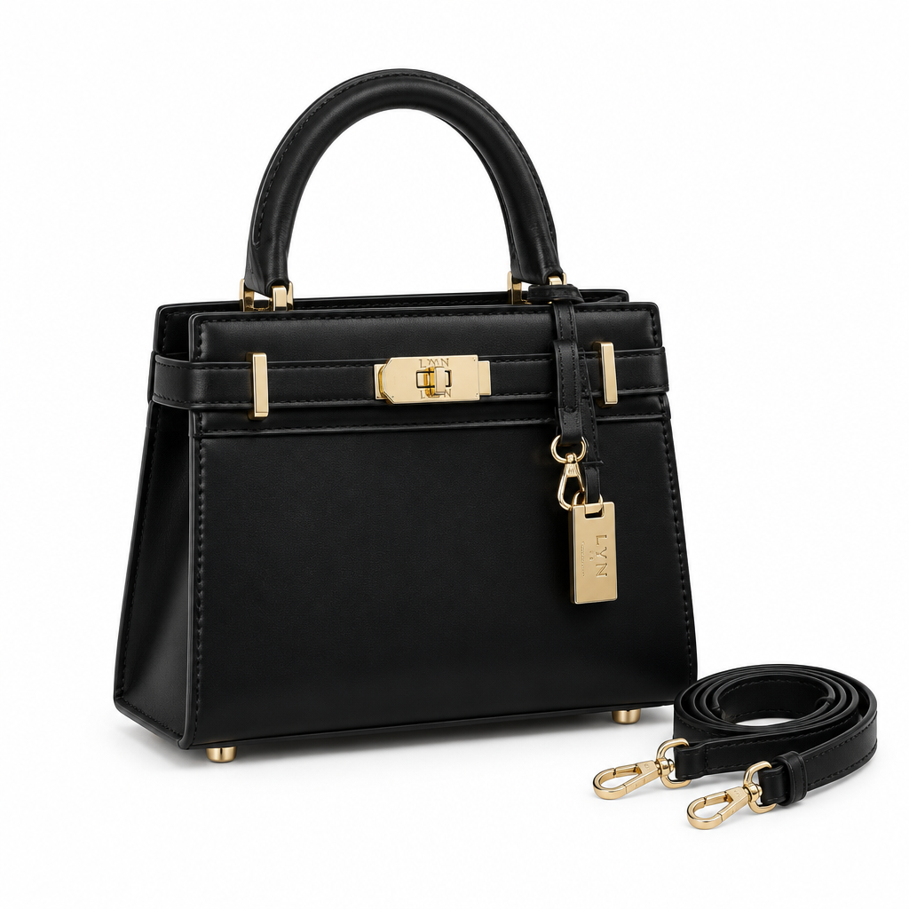 Black Structured Leather Mini Tote Bag - Catalog Shot