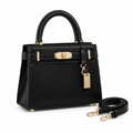 Black Structured Leather Mini Tote Bag - Catalog Shot
