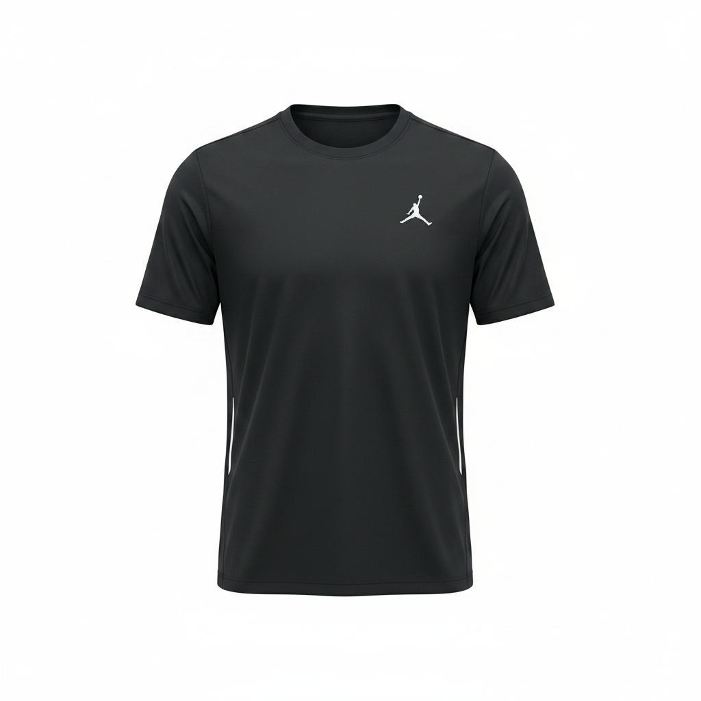 Black premium sport jersey ghost mannequin view