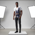 Urban Cityscape Print Polo Shirt - Model Front