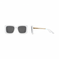 Ghost mannequin view — Oversized Square Sunglasses White Gold Temple, front and side view