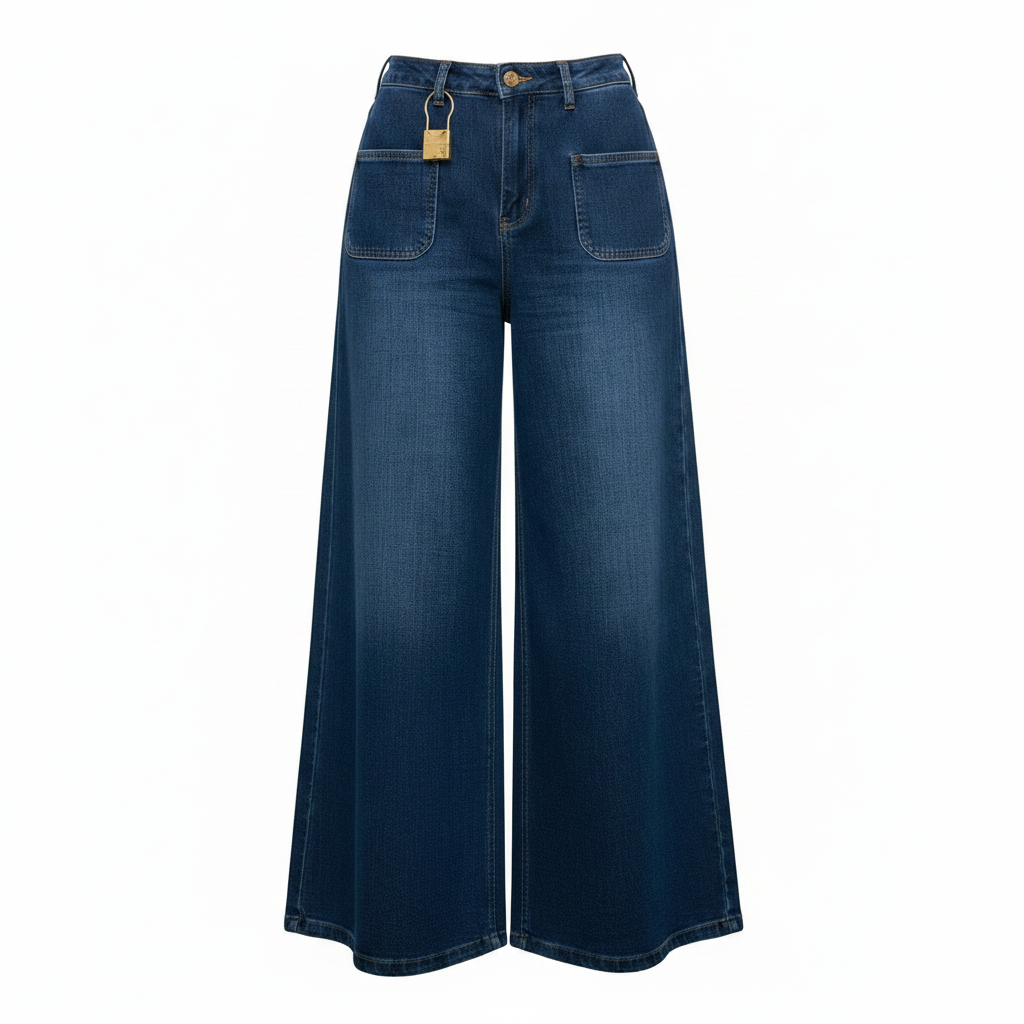Ghost mannequin – Ultra Wide-Leg Palazzo Jeans in dark blue denim