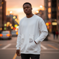 Nigerian model wearing White Oversized Dual Pocket Crewneck Sweatshirt