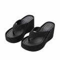 Women's Black Cross-Strap Platform Wedge Slipper - Ghost Mannequin Clean