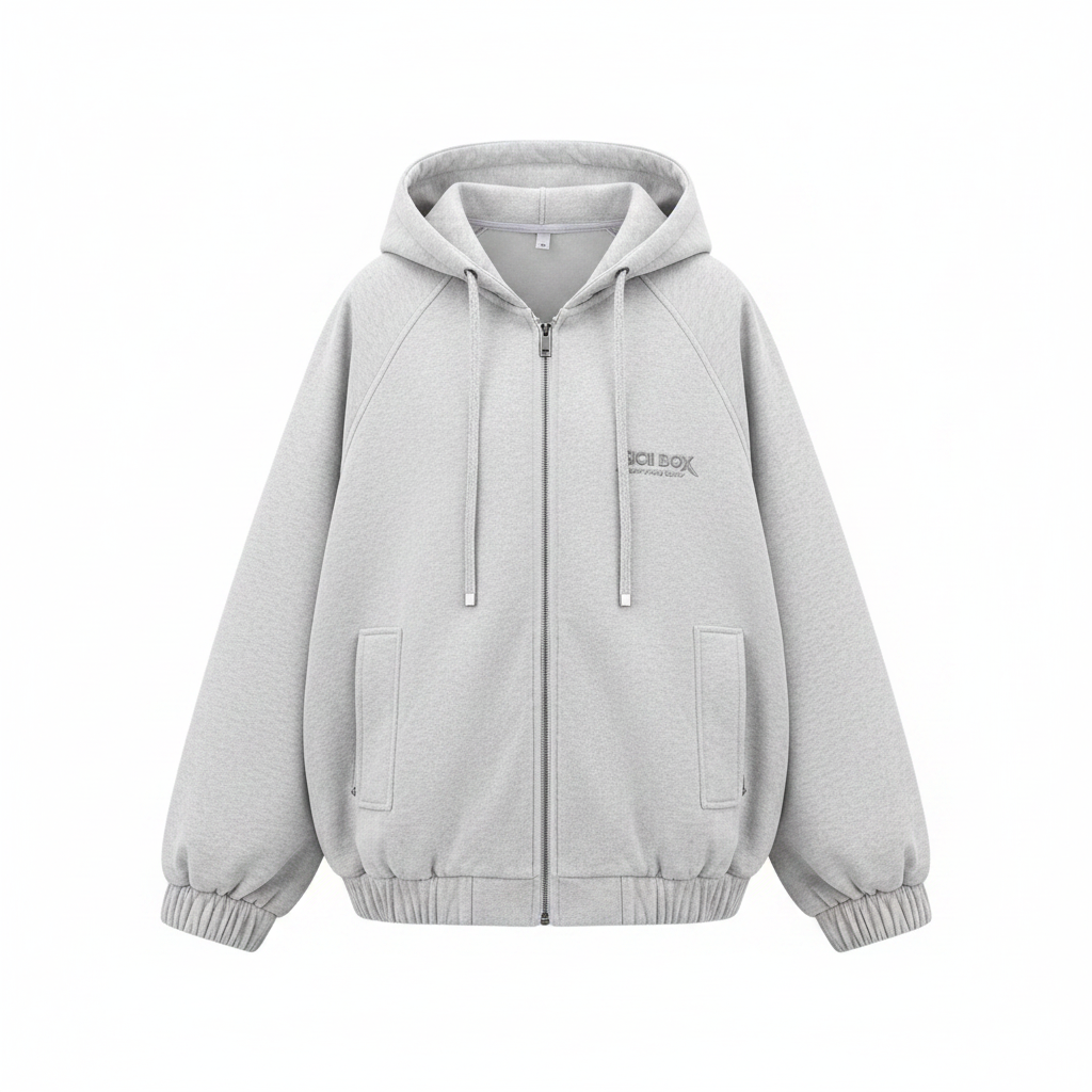 Men's Light Grey Oversized Zip-Up Hoodie Jacket – Ghost Mannequin